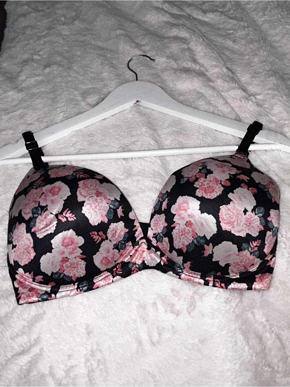 Victoria's Secret Black Bra with Pink Floral Print